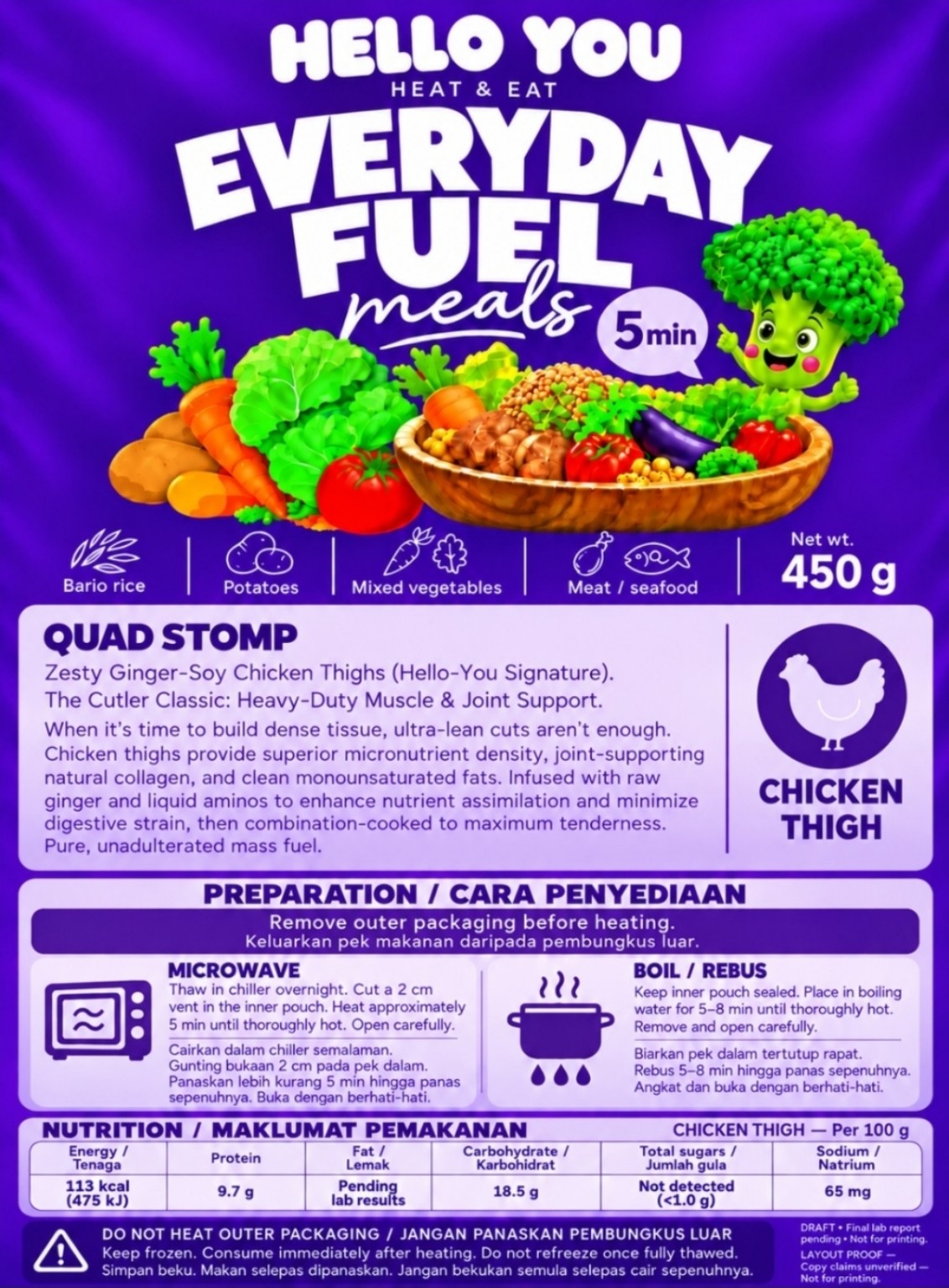 Hello-You Chicken thigh 450 g meal artwork